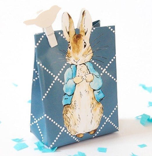 Paper Easter Bags - Blue Paper Bag Featuring Peter the Rabbit