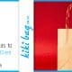 Brown paper gift bags against a red background.